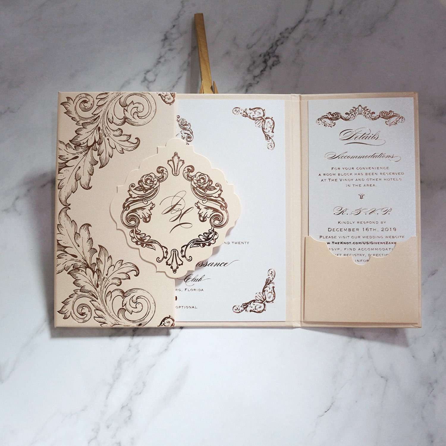 Pocket Invitation Card Square Champagne Card Wedding Invitation Card Customized 